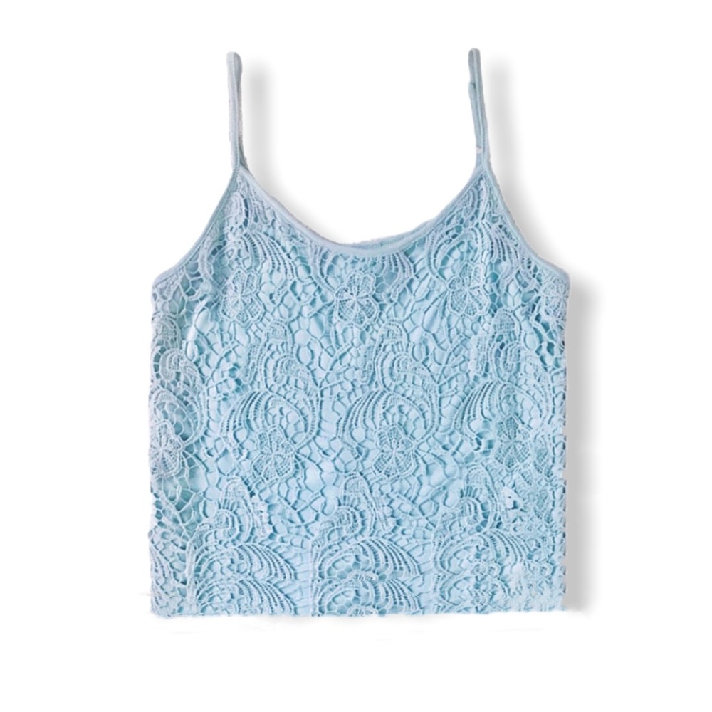 Mossimo Supply Co. Light Blue Lace Tank Top